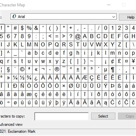 Character Map .